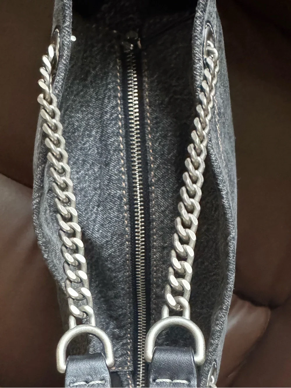 Marc Jacob’s The Denim Chain Medium Black Wash Tote Bag